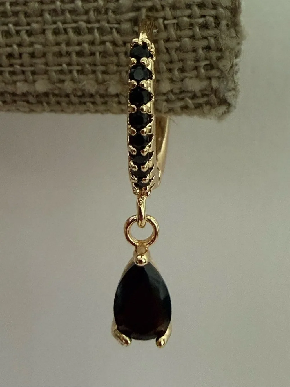 Men’s Gold Tone Huggie Hoops with Black Stones